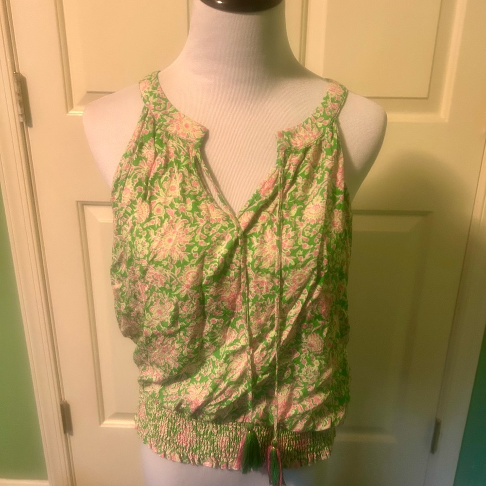 Rose & Olive Green and Pink Floral Tank Top
